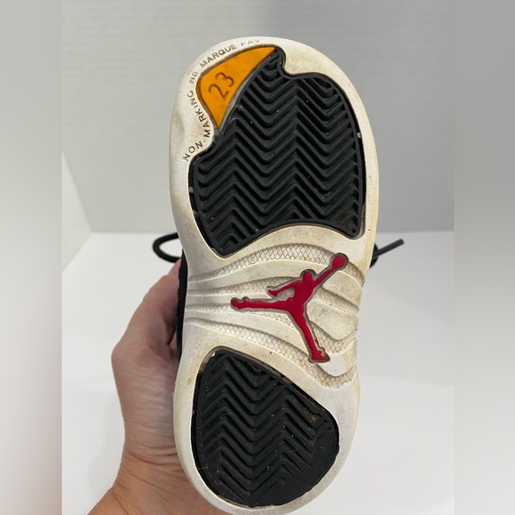 Child's Nike Air Jordans 12 Retro Size 8C Black Suede on Black with Rubber Sole - Picture 7 of 11